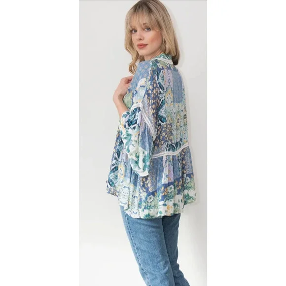 ALTAR'D STATE Women's Print Open Front Kimono Size M 6-10 - Picture 3 of 6